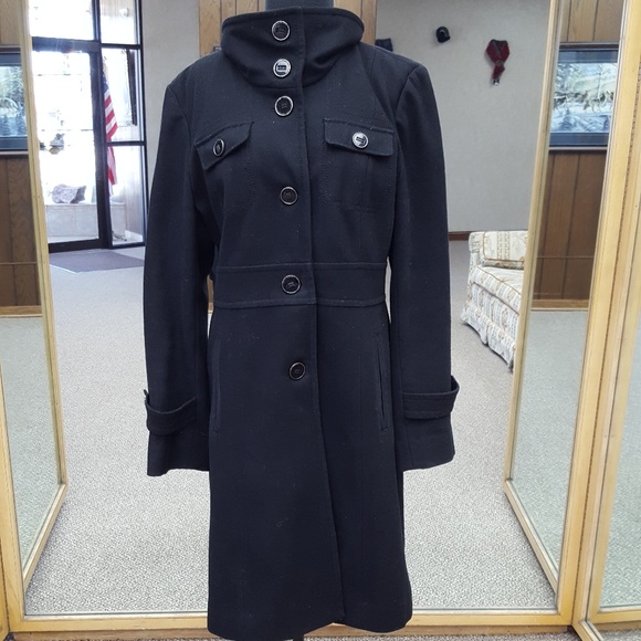 Kenneth Cole Black 39" Wool Trench - Picture 1 of 8